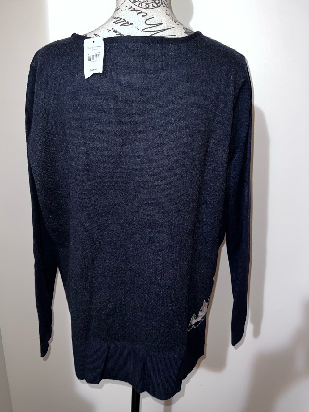 Astrologie Cat Yarn Knit Sweater Navy Blue NWT Size Large - Picture 3 of 9
